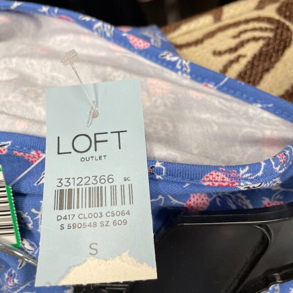 New Loft Blue Print Dress Size Small Petite - Picture 4 of 5